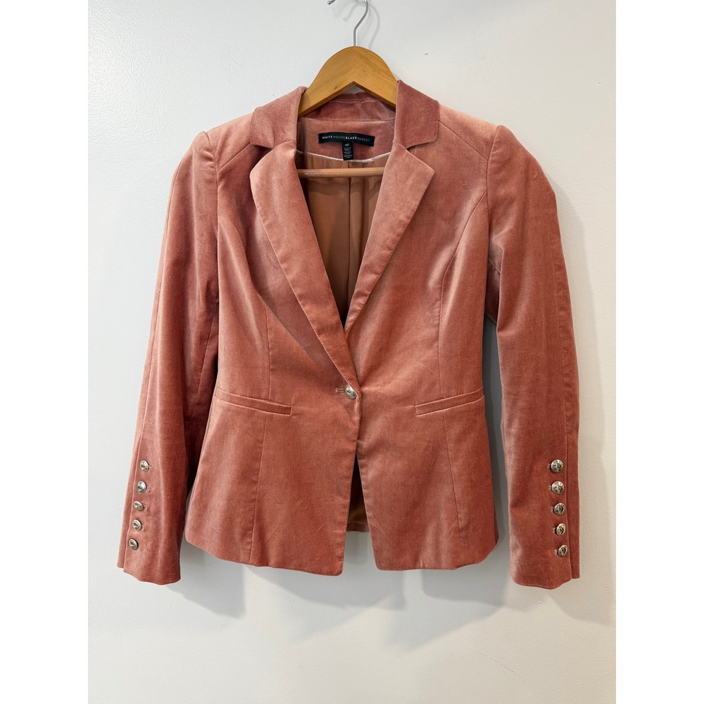 White House Black Market Velvet Blazer Dusty Rose Pink 0P Petite
